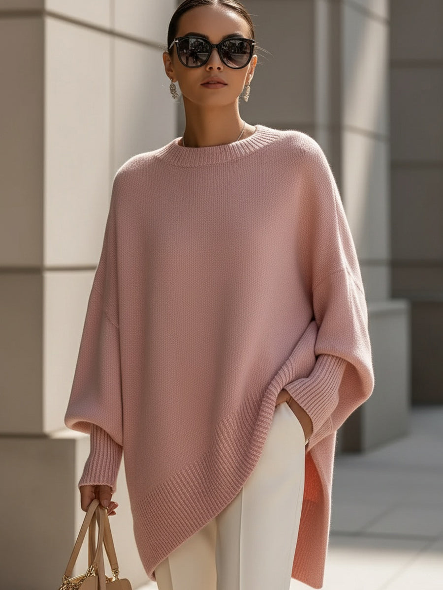 Jennifer | Oversized Tröja med Drapering och Vid Hals