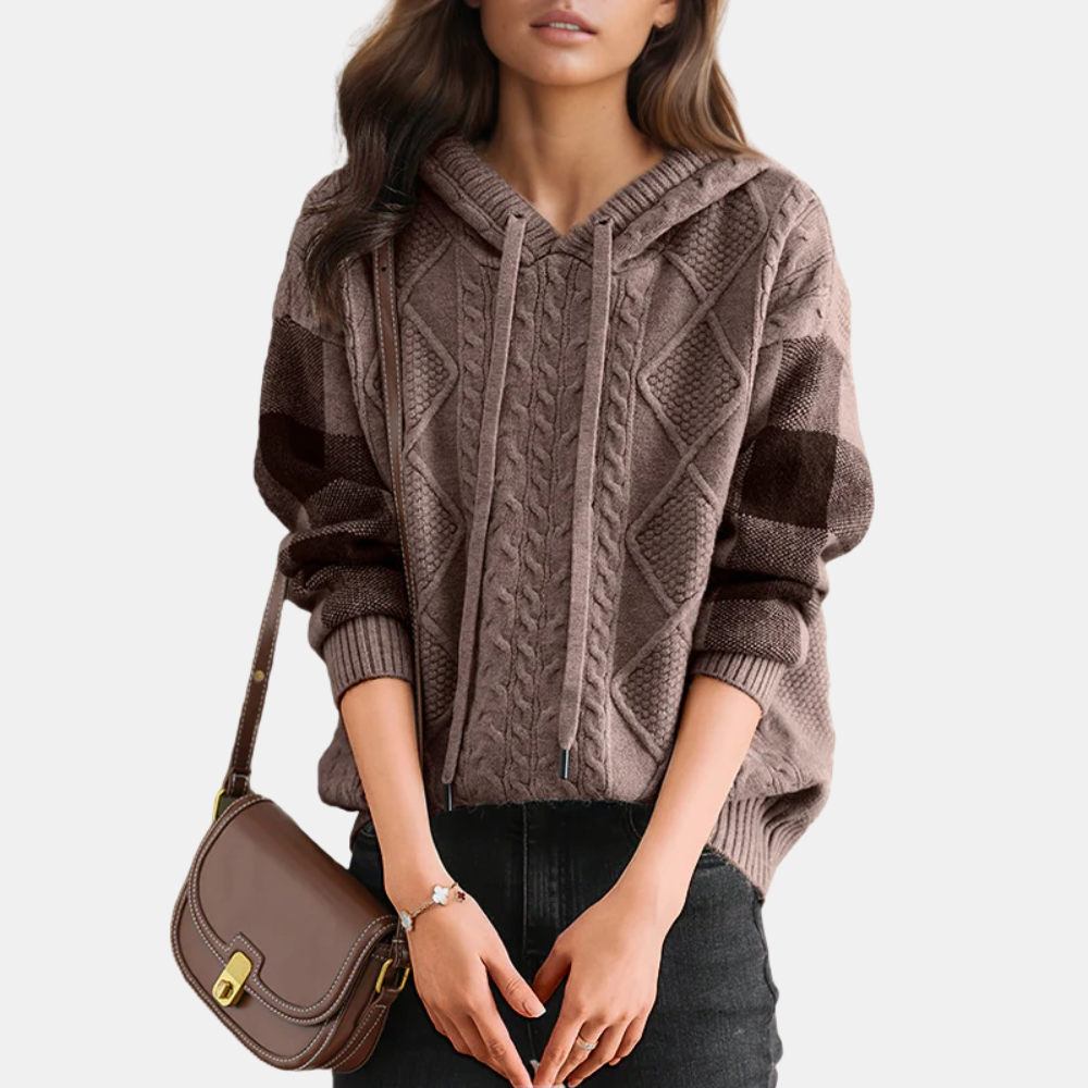 Aveline | Kabelstickad Hoodie Tröja