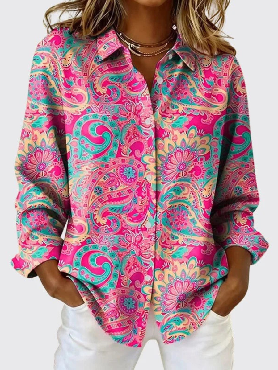 Katarina™ | Knapplös blus med kashmirtryck