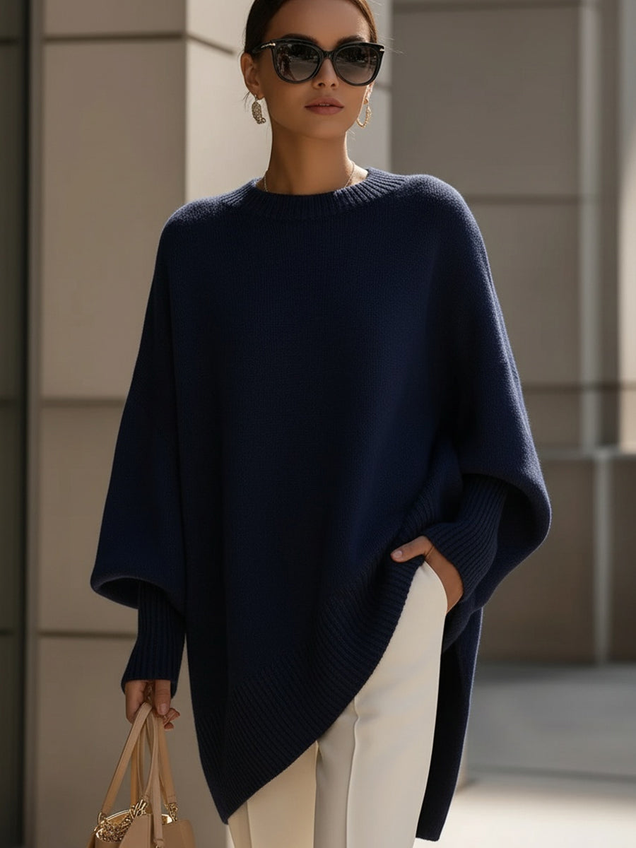Jennifer | Oversized Tröja med Drapering och Vid Hals