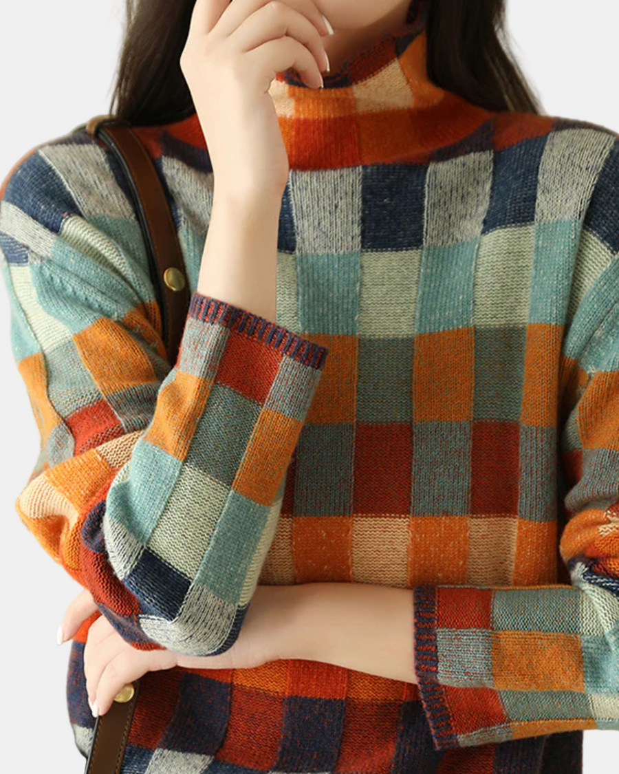 Tynara | Chic Patchwork Turtleneck Tröja