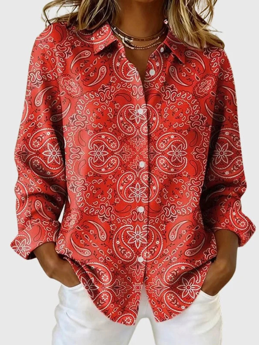 Katarina™ | Knapplös blus med kashmirtryck