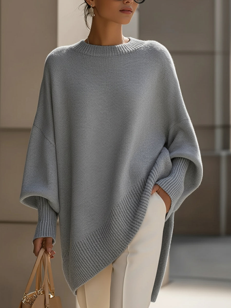 Jennifer | Oversized Tröja med Drapering och Vid Hals