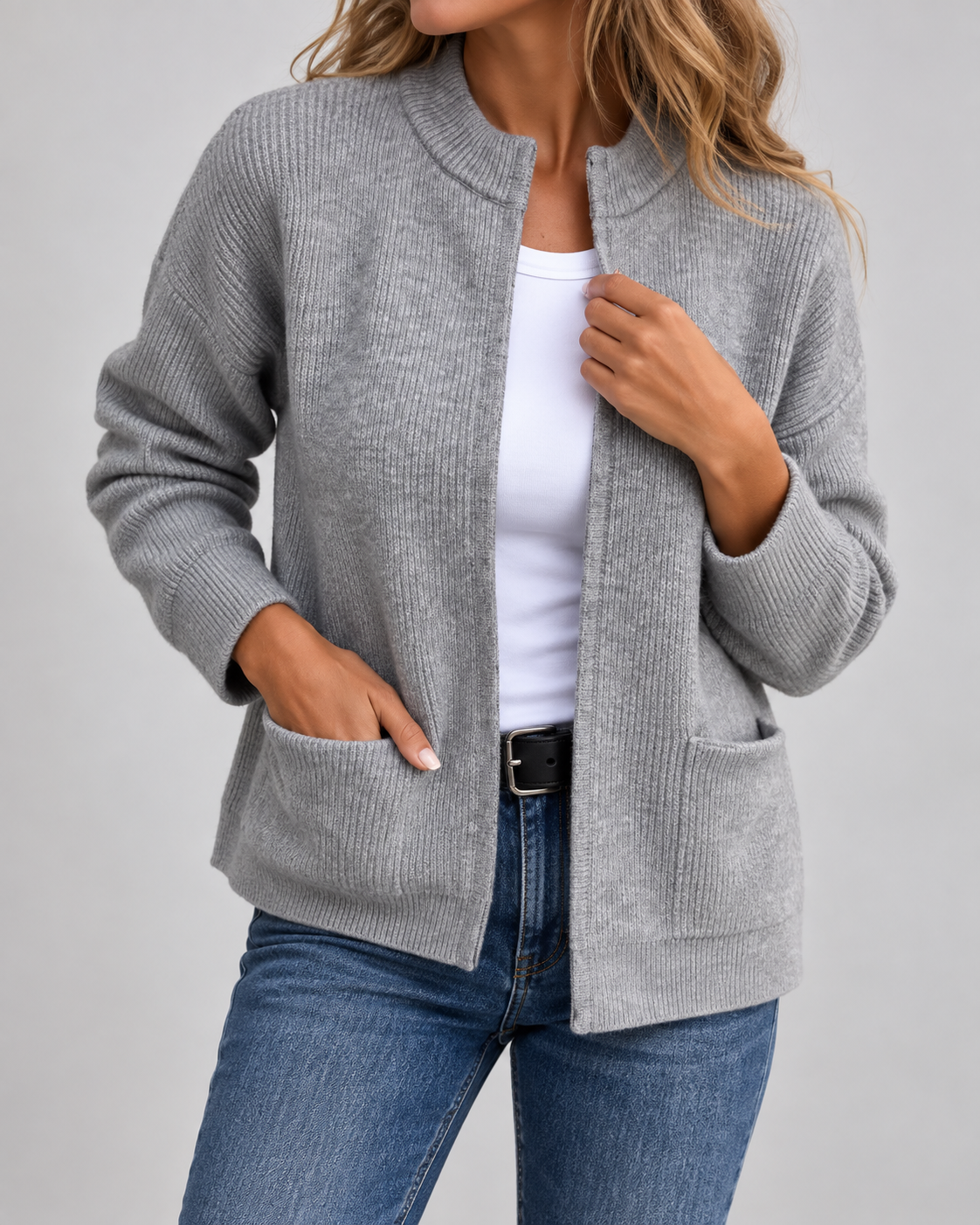 Jacqueline™ | Varm Stickad Gilet med Fickor