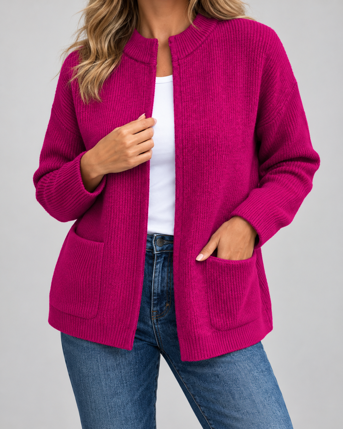 Jacqueline™ | Varm Stickad Gilet med Fickor