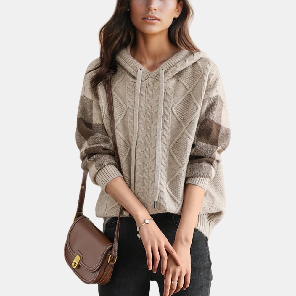 Aveline | Kabelstickad Hoodie Tröja