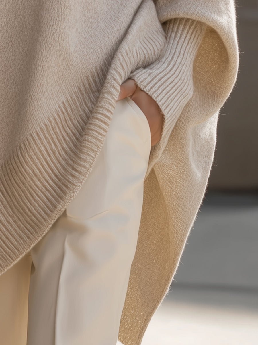 Jennifer | Oversized Tröja med Drapering och Vid Hals