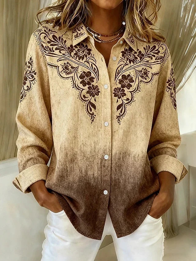 Tucson™ | Blommig knäppt blus med vintage westerninspiration