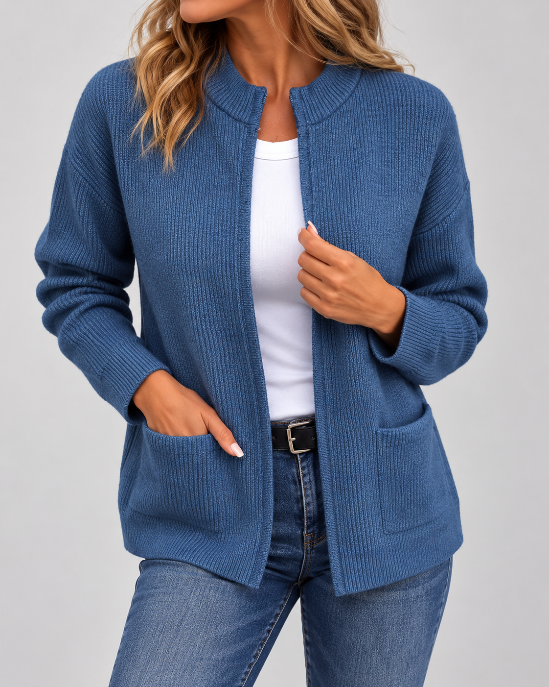 Jacqueline™ | Varm Stickad Gilet med Fickor