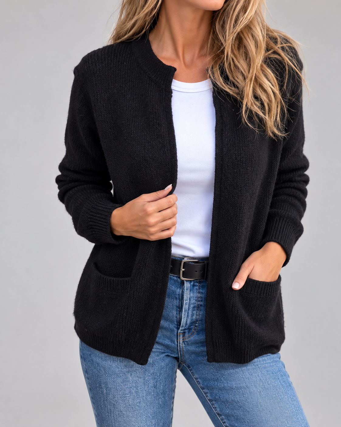 Jacqueline™ | Varm Stickad Gilet med Fickor