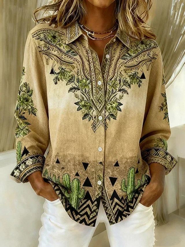 Tucson™ | Blommig knäppt blus med vintage westerninspiration