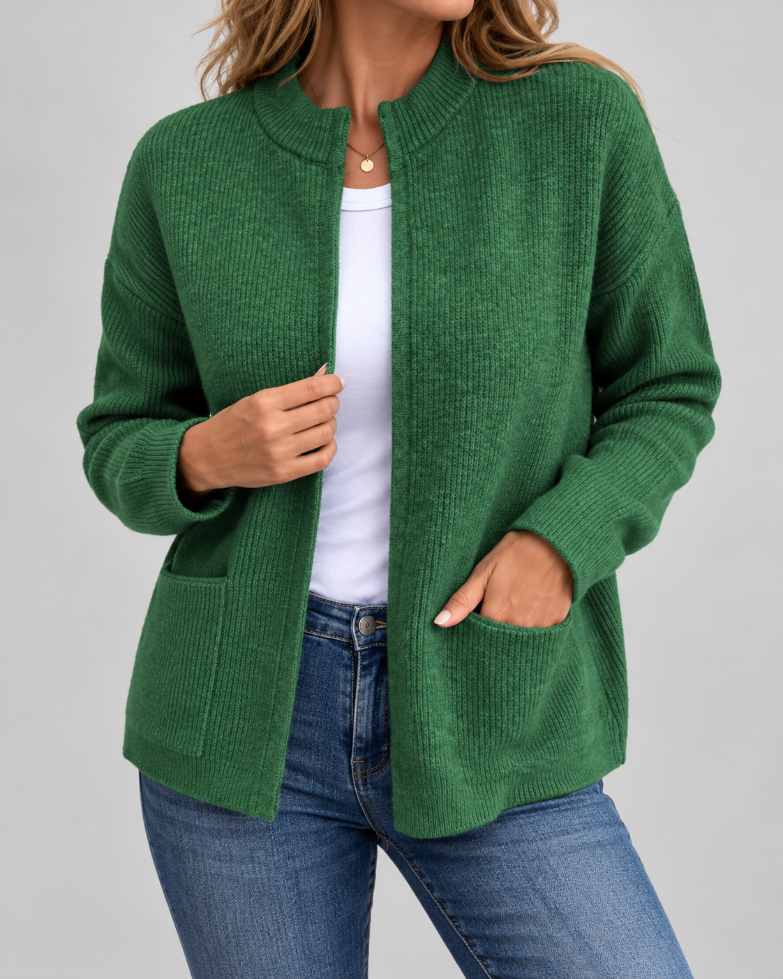 Jacqueline™ | Varm Stickad Gilet med Fickor