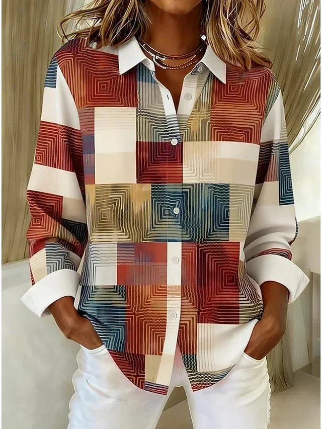 Merritt™ | Vintage blus i patchwork med knäppning fram